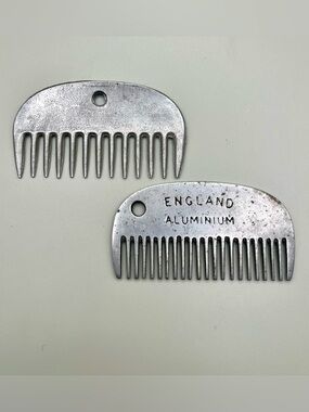 Vintage England Aluminum Horse Mane Combs Set Equestrian Grooming Mid Century